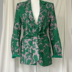Alexis linen blend floral print blazer